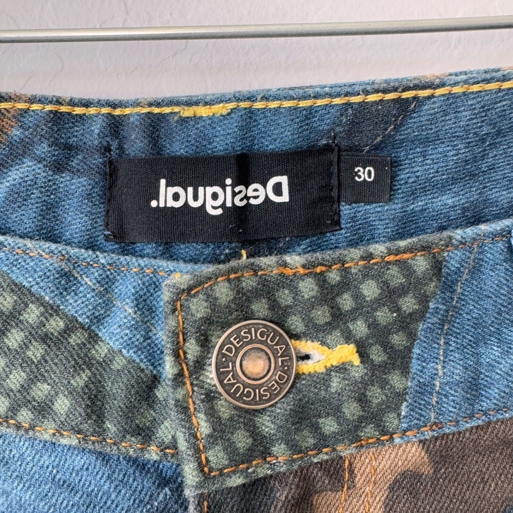 Desigual Patchwork Jeans Denim Camo Accents Unique Design Size‎ 30 - Picture 5 of 10